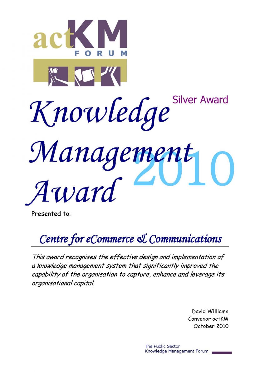 2010 actKM Knowledge Management Award