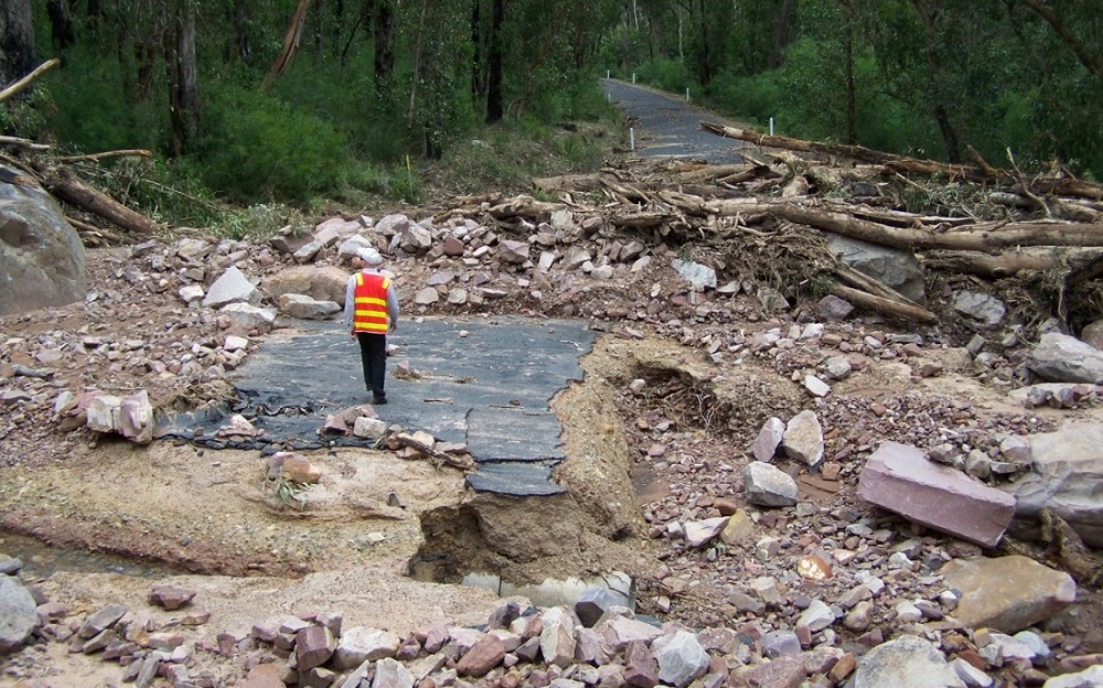 Pavement and culvert damage, Silverband Rd (source VicRoads)