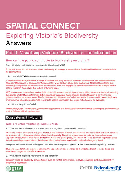 Exploring Victoria's Biodiversity - Answers