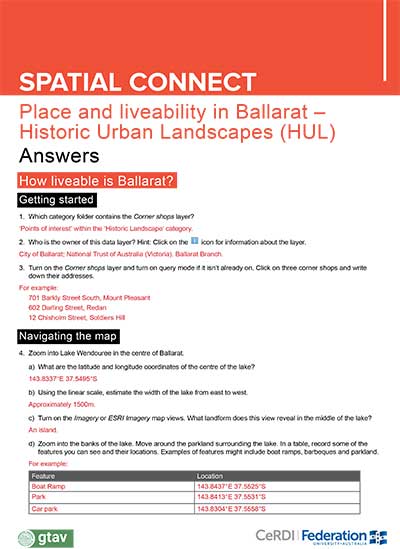 Place and liveability in Ballarat Historic Urban Landscapes - Answers