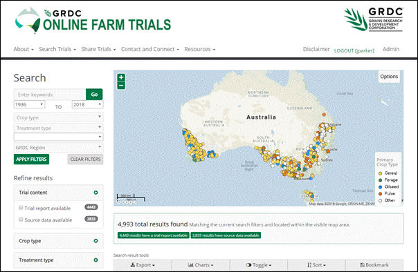 Online Farm Trials - Trial search