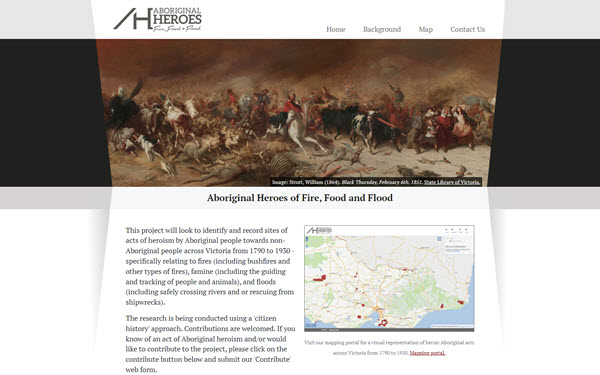 Aboriginal Heroes of Fire, Food and Flood website