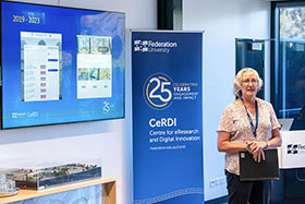 Professor Helen Thompson presenting at CeRDI 25-year anniversary forum
