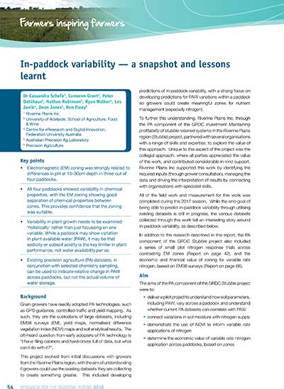 In-paddock variability - a snapshot and lessons learnt