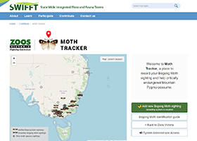 Zoos Victoria Fighting Extinction Moth Tracker website