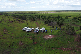 Image of participants from La Belle station during field trip (Juan Guerschman�s drone).