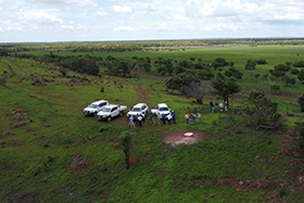 Image of participants from La Belle station during field trip (Juan Guerschman’s drone).