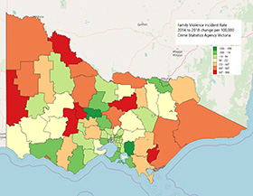 Famly violence incident change 2014 to 2018