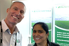 GRDC&rsquo;s Peter Bird and CeRDI&rsquo;s Aakansha Chada at GRDC update in Perth