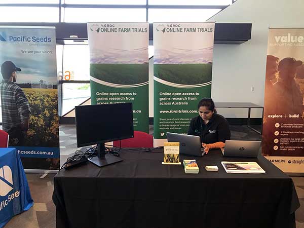 CeRDI’s Dr Aakansha Chadha at the OFT stand at the Adelaide GRDC Update