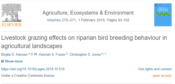 Birdlife in Agricultural Landscapes Journal Publication