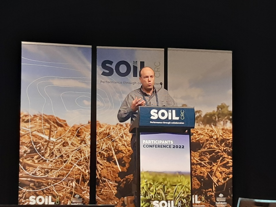 Dr Nathan Robinson delivers a presentation at the Soil CRC Conference