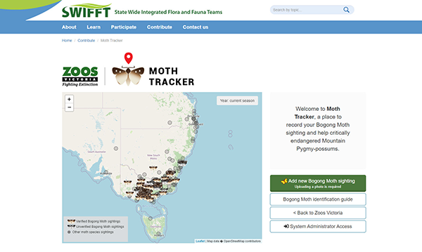 The Bogong Moth Tracker web application