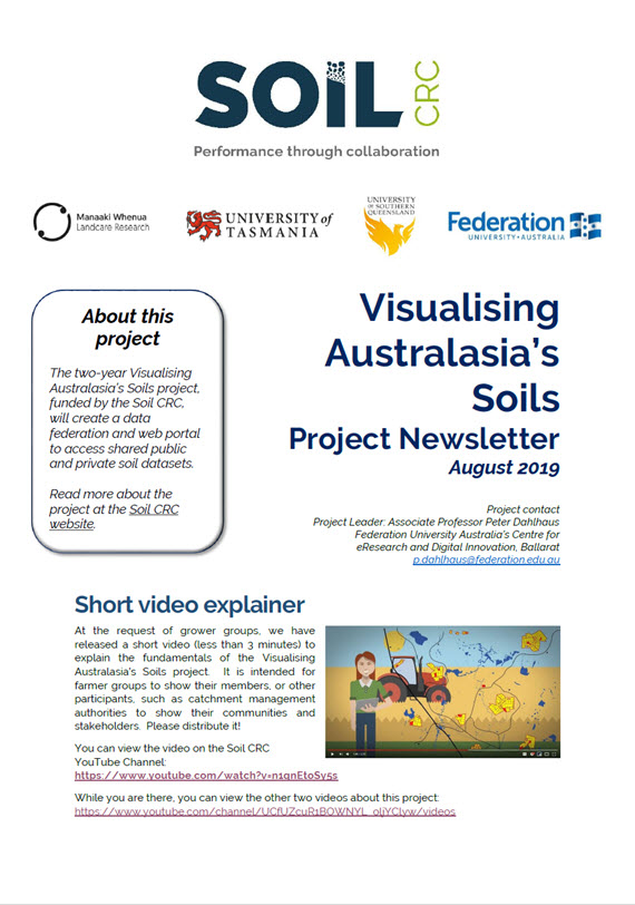 Visualising Australasia's Soils Project Newsletter, August 2019